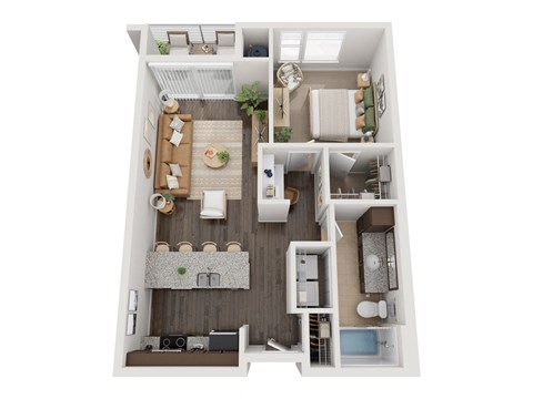 Floor plan for 1 bed, 1 bath, 810 sqft